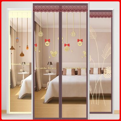 door curtain household Velcro Mosquito control door curtain new pattern magnetic bedroom partition screen window Curtain Punch holes