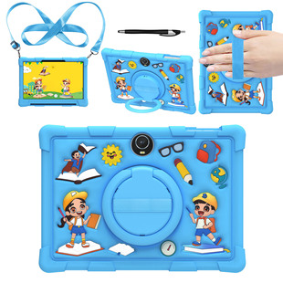 Suitable for Oppopadse Tablet Silicone Case Opd2417 Cartoon Kidsren's Case Anti-Fall Case 11inch Rotation Stand Cover