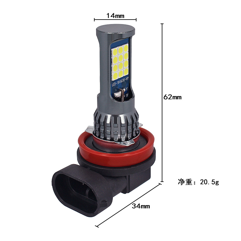 Coche LED niebla lámpara H8 H11 3030 24SMD de doble cara resalte luz delantera de dos colores LED anti-niebla bombilla Venta caliente