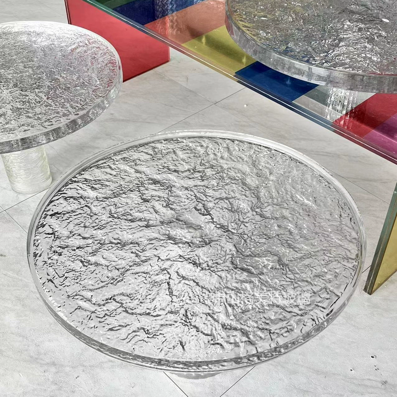 Водяная рябь Журнальный Столик Круглый стол Поставка стекла оптом итальянское минималистское художественное настольное стекло