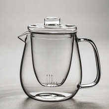 加厚大企鹅玻璃壶带盖三件杯透明过滤水壶花茶壶功夫茶具