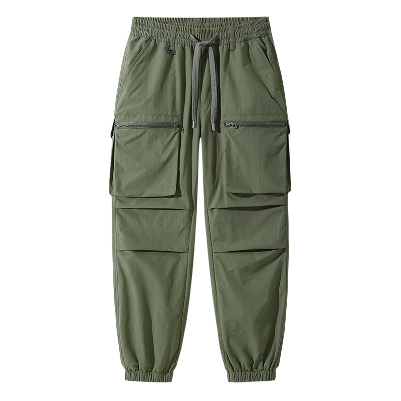 Men's Clothing Waterproof Casual Pants Loose Multi Pocket All match Cuffed Trousers_voghion.com