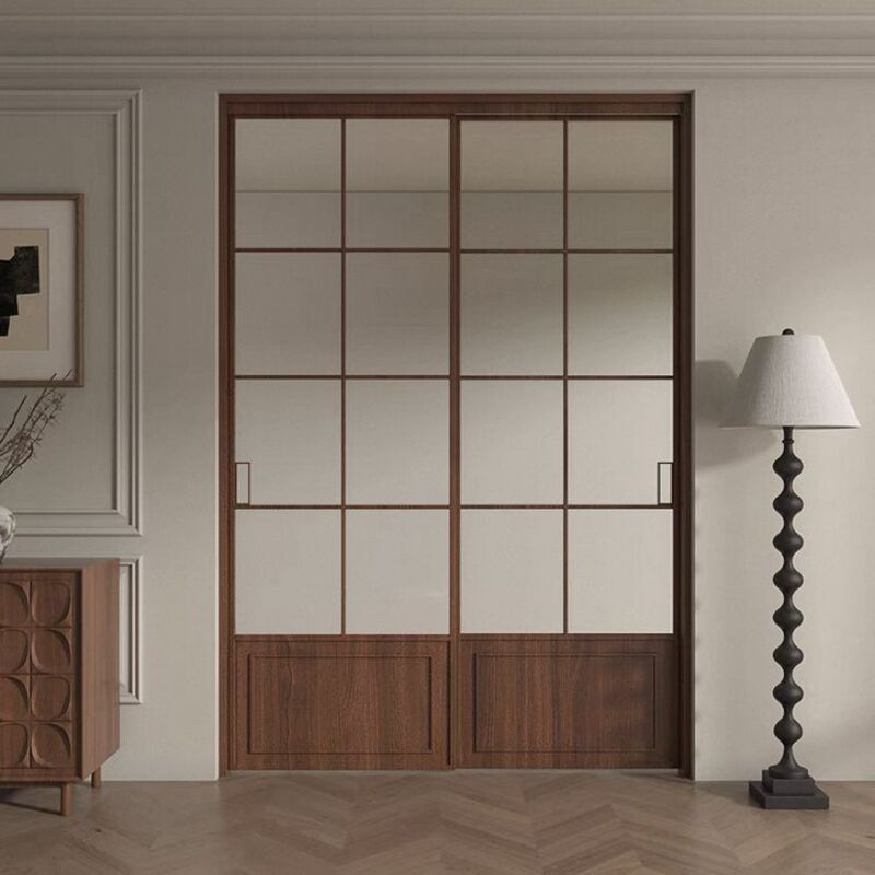 French-Style Retro Kitchen Light Luxury Sliding Door Indoor Partition Door for Living Room, Study, Bathroom, Balcony Glass Sliding Door