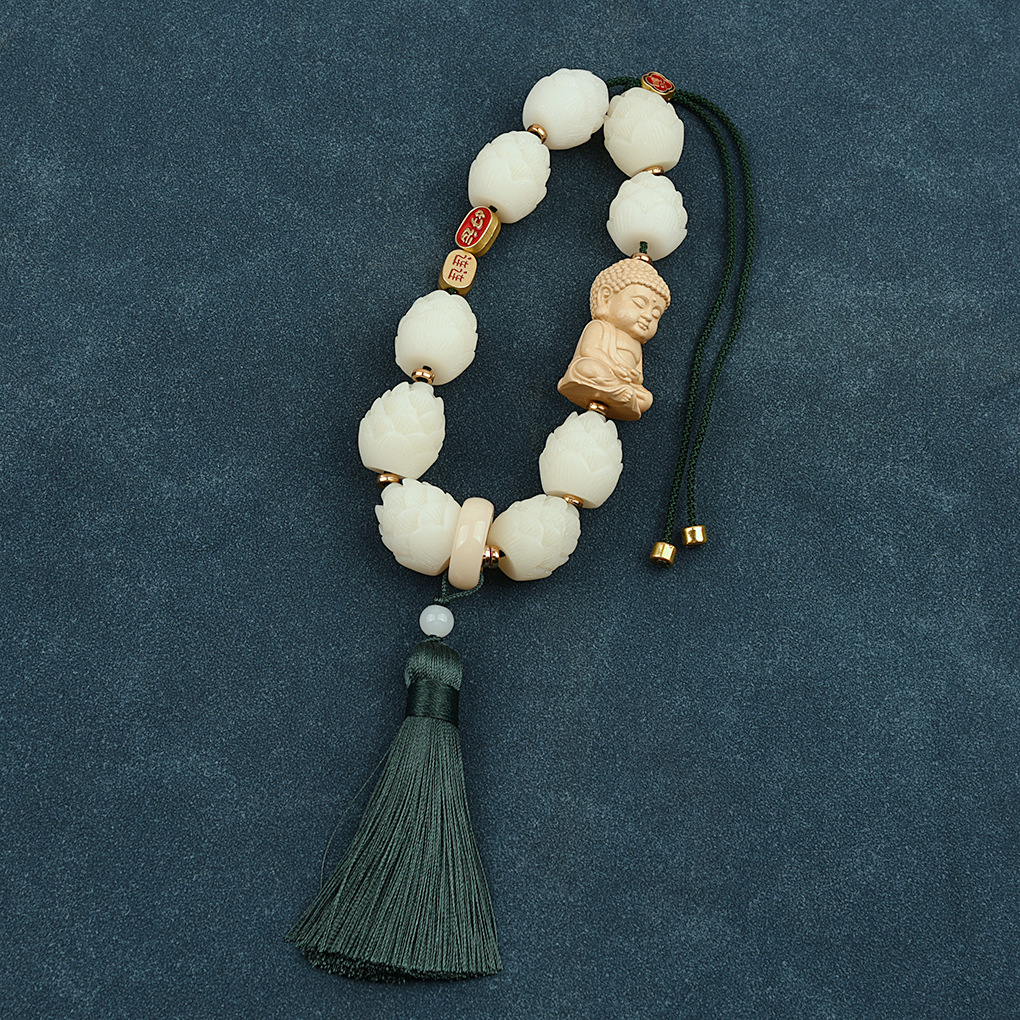 Car hanging – Qìchē Buddha Lotus Car - good-luck-little-buddha-single-tassel-green