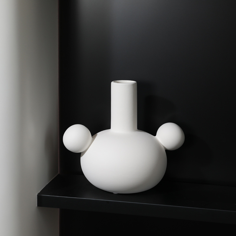 Nordic ins estilo jarrón de cerámica blanca moderna minimalista artística sala de estar decoración flor seca arreglo floral decoración suave