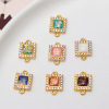 Copper -plated gold -plated vermiculite imitation Opal geometric square double pendant earrings bracelet DIY jewelry accessories material