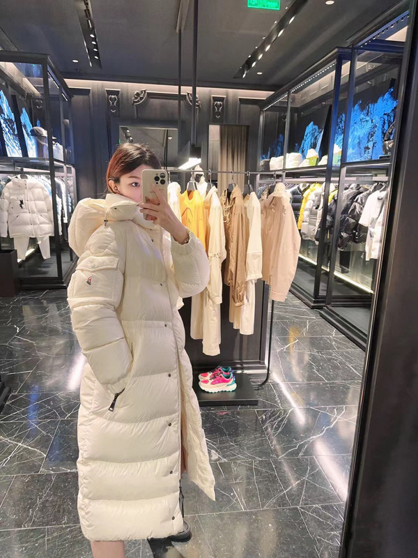 高版本蒙家Maire新款羽皇长款羽绒服亮光连帽羽绒服男女连帽保暖|undefined