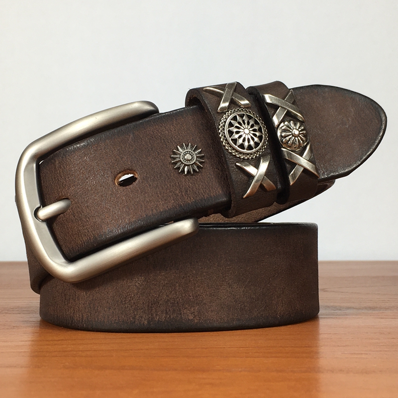 Casual leather belt handmade