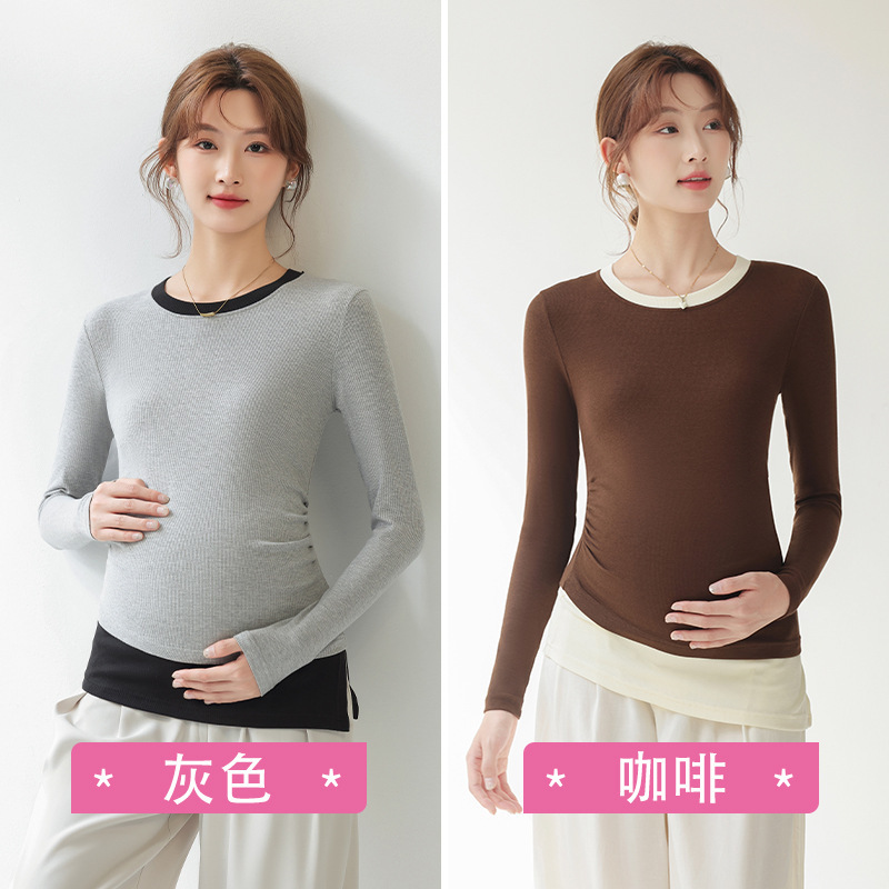 【一件代发】孕妇打底衫外穿长袖上衣怀孕期内搭t恤秋孕期秋衣672|undefined