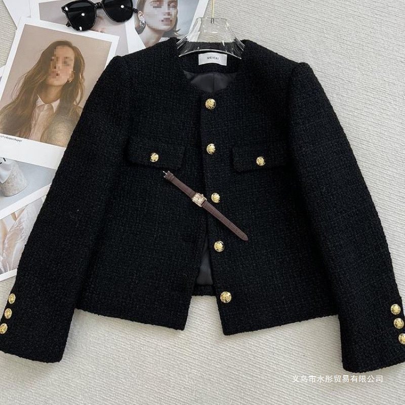 2025 Spring and Autumn New Style Round Neck Small Fragrance Short Jacket Women's Small French Tweed