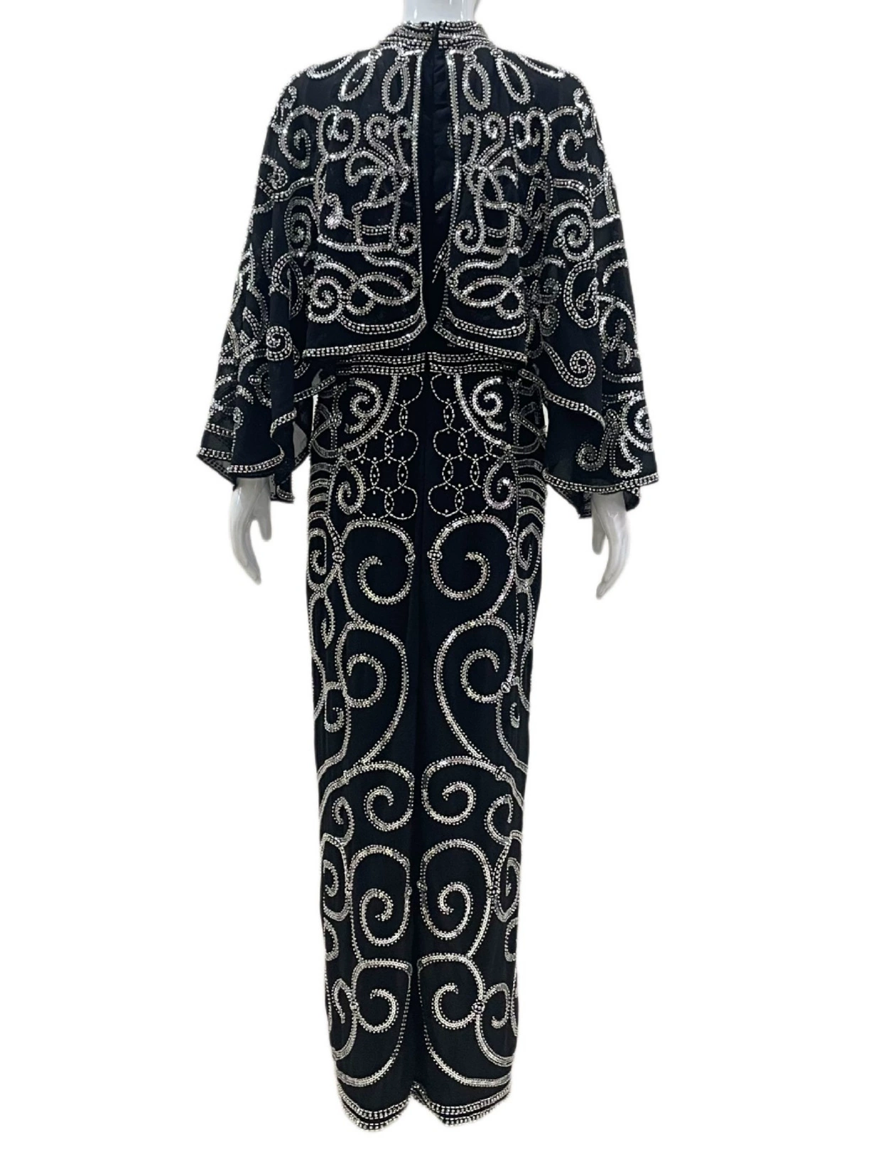 Мусульманское женское платище (abaya) с богато украшенным декором, рукава-студни, шаль, жилеты, подол с разрезом, длинная юбка, роскошное банкетное платье