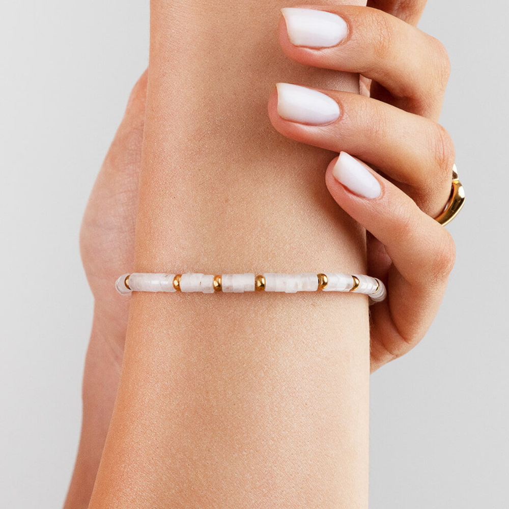 Casual Round natural stone Titanium Steel Beaded Bracelets 1 Piece