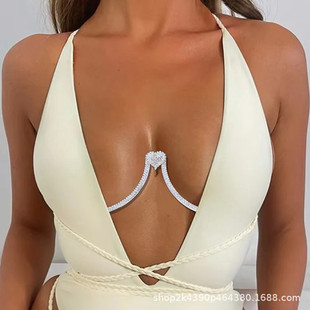 Europe and the United States cross-border explosions body chain personality fashion heart-shaped chest luxury rhinestone bikini chest manufacturers direct sales