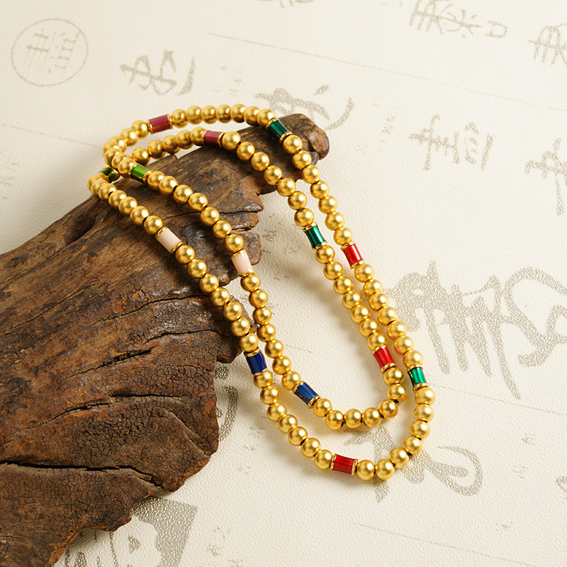 Mujeres de verano no se desvanecen durante mucho tiempo, collar de pulsera de esferas de oro vietnamita, alta sensación de lujo ligero, accesorios de joyería Yiwu