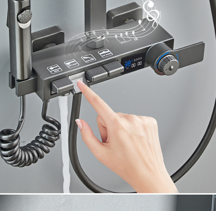 All-copper constant-temperature mixing valve, solar shower head set, bathtub three-in-one faucet switch, bath device, pressurized nozzle undefined
