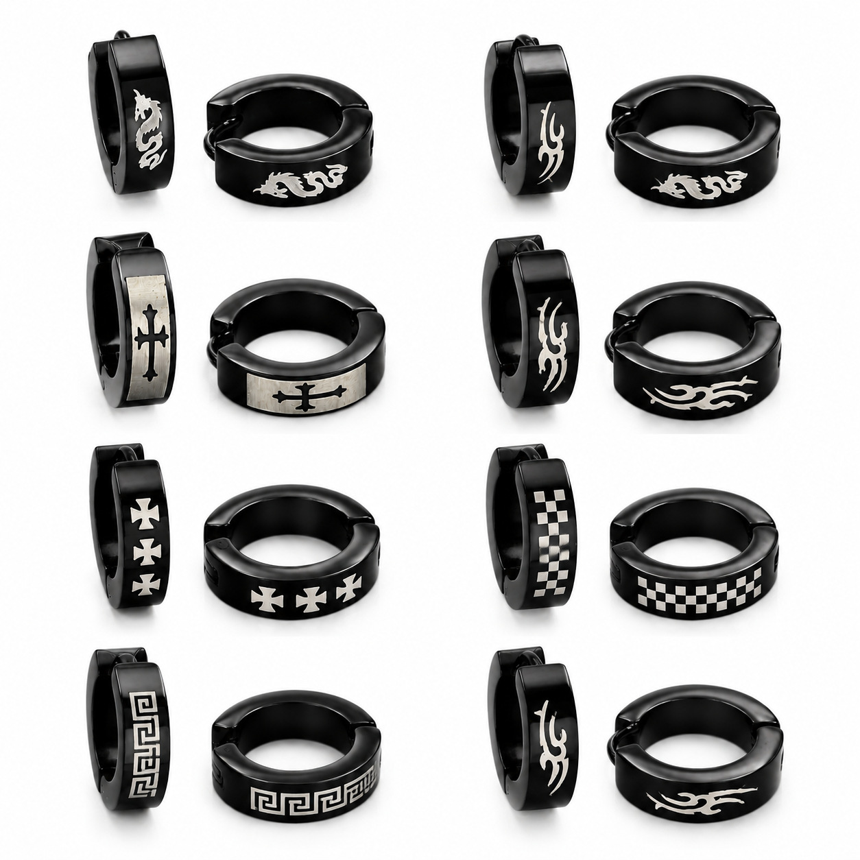 Titanium Steel Korean Style Cross Skull Grid Scorpion Chinese Dragon Five-Pointed Star Ear Clip Non-Pierced Ear Clip Ear Stud Ear Buckle