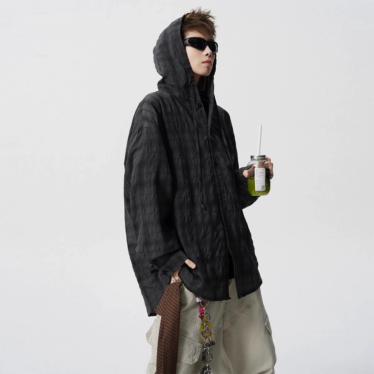 Американская клетчатая солнцезащитная рубашка, тонкая мужская летняя куртка-кардиган в ленивом стиле, свободная рубашка с длинными рукавами для пар