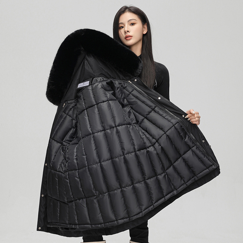 Paquete desmontable para mujeres de invierno de algodón grueso mediano y largo 2025 nuevo tipo de chaqueta de algodón de cintura