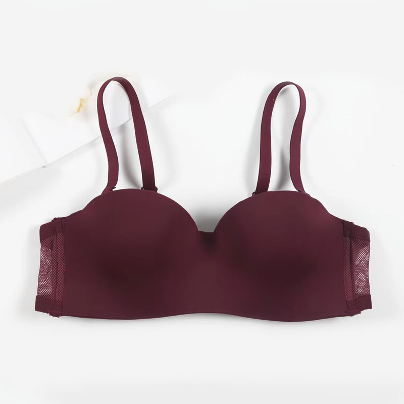 Fábrica de Shantou sostén sin marcas de espalda hermoso pecho pequeño reunido medio taza de estudiantes niñas antideslizante sin cinturón de hombro ropa interior