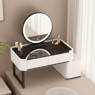 All Solid Wood Bay Window Dressing Table Integrated Small Apartment Multi-Functional Mini Scandinavian Simple Dressing Table with Mirror Makeup Cabinet