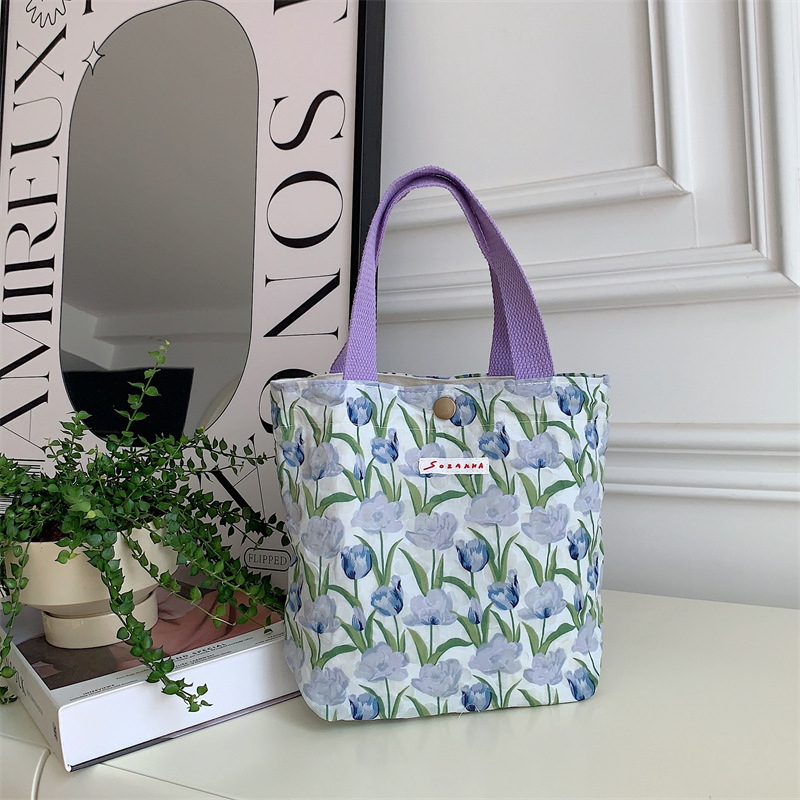 75g Weight Magnetic Buckle Closure Type Top Handle Strap Type Handbag Bags Type Casual Occasion Canvas Material Flower Pattern Spring&Summer Season Women's Gender Vacation Style Square Shape Women's Canvas Flower Vacation Square Magnetic Buckle Handbag 13