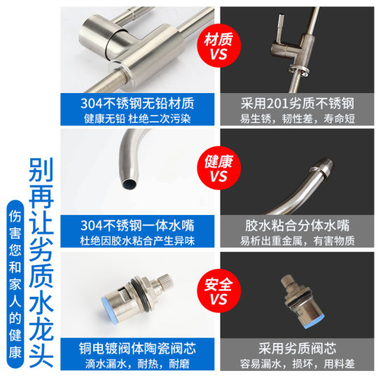 Novartis Qingyuan Household Commercial 2 304 Stainless Steel Water Purifier Faucet Universal Accessories Single-out Double-out Faucet