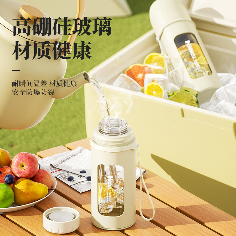 Enermei tazas de vidrio de gran capacidad para hombres y mujeres de verano separación de tazas de té anti-caída tazas de agua de oficina a alta temperatura