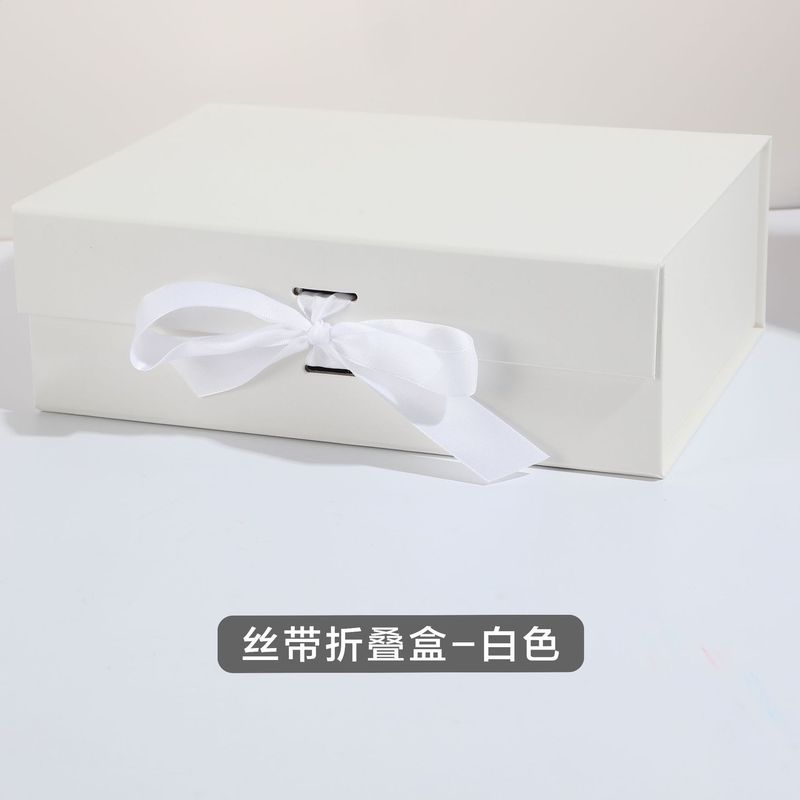 触感纸书型折叠盒空盒大号磁铁翻盖丝带折叠盒一片式服装礼物盒|undefined
