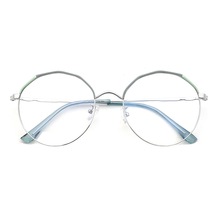 圆茗2024新款现货批发多边型金属框眼镜双色点漆防蓝光镜片7930