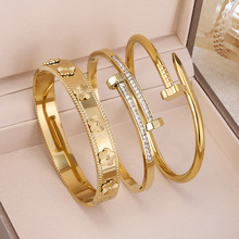 SHEIN TEMU TIKTOK 跨境平台热款 3件套不锈钢18K镀金四叶草手镯