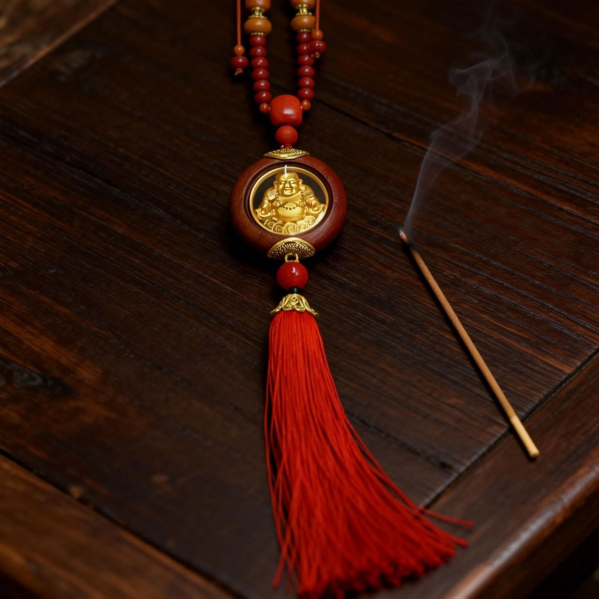 New Car Interior Decoration Pendant Made of Rosewood with Double-Sided Crystal for Office, Living Room, and Car Decoration