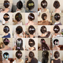 蝴蝶结女生2025新款发卡百搭大号夹子鸭嘴夹布艺撞色一字夹发夹