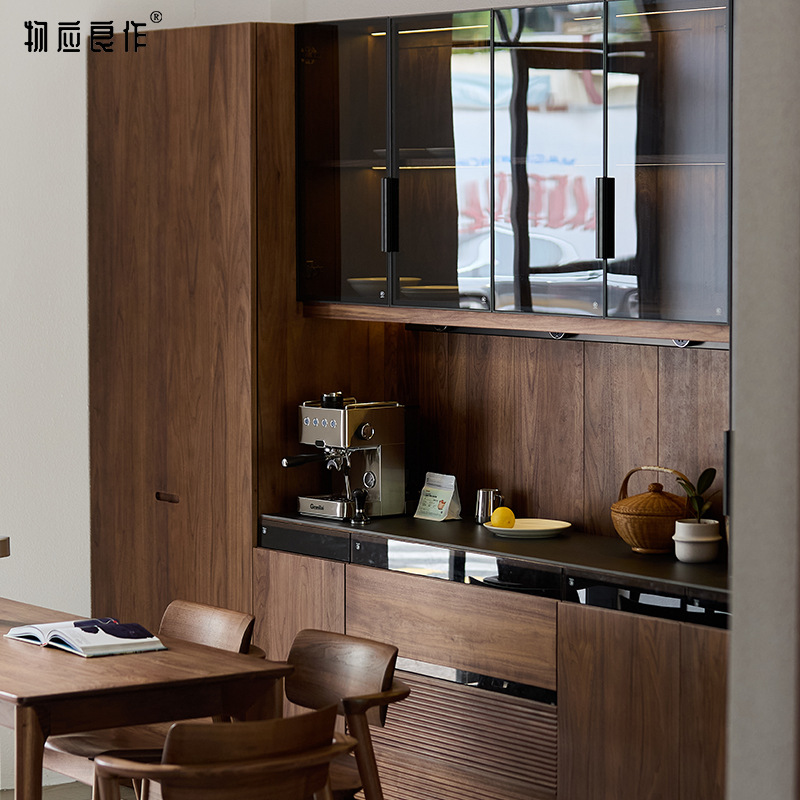Good North America Black Walnut Sideboard solid wood Wall one High cabinet Storage cabinet