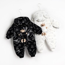 嬰兒冬季連體衣加厚棉服超洋氣幼兒男女寶寶卡通可愛外出哈衣爬服
