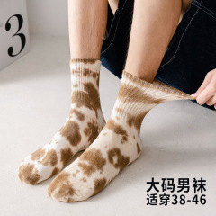秋冬大碼扎染襪子男襪中筒ins潮彩色運動襪棉襪吸汗潮流網紅襪子