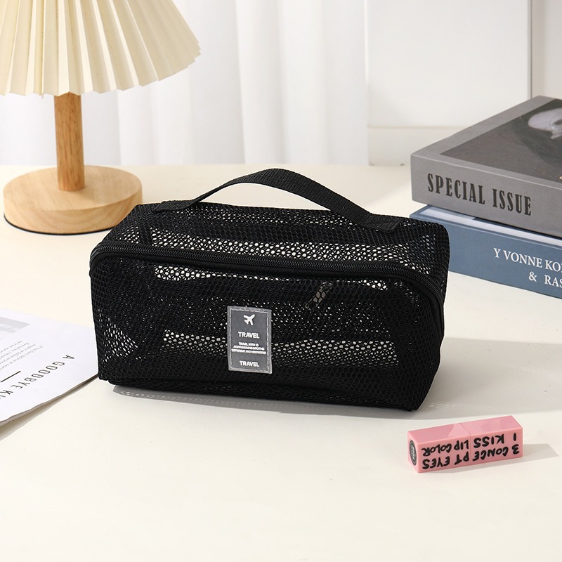 Nuevo producto transfronterizo bolsa de cosméticos de hilo de red para mujer de gran capacidad, sensación avanzada, bolsa de almacenamiento de lavado de viaje multifuncional