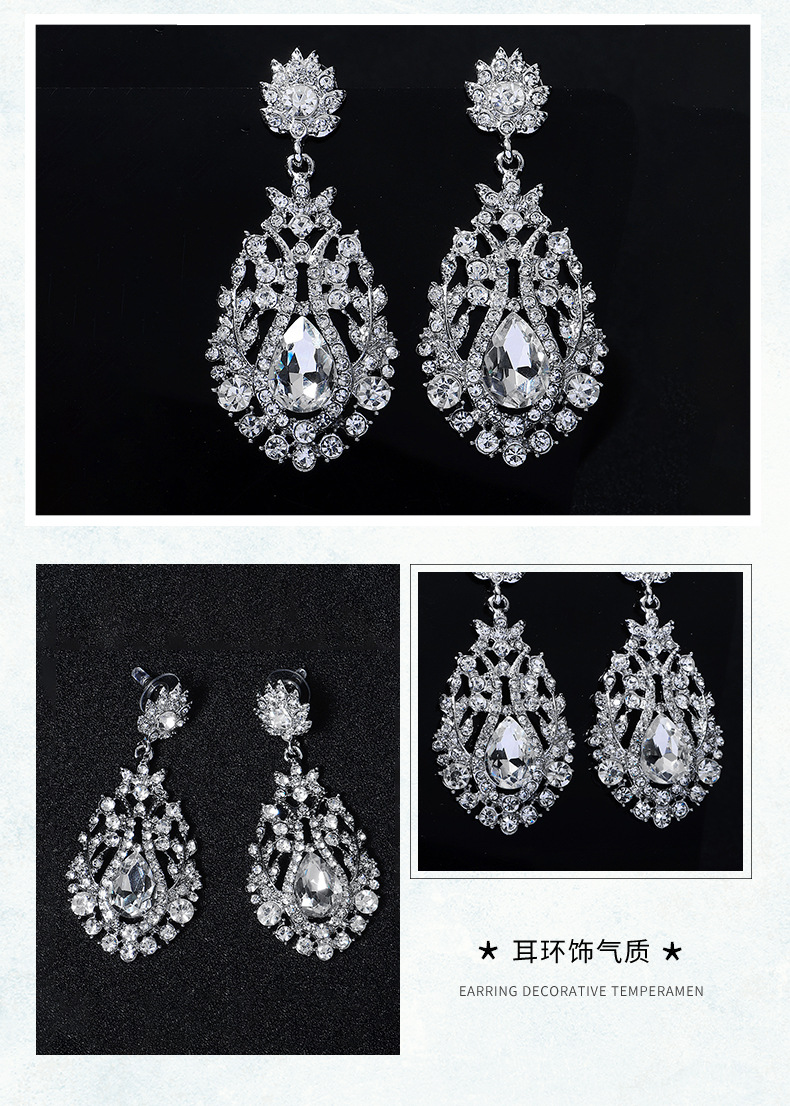 Fashion Alloy Rhinestone Water Drop Earrings Wholesale Nihaojewelry display picture 4