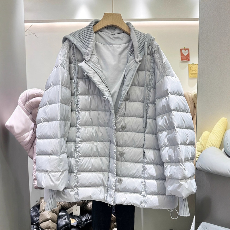 Korean Knitted Hat Detachable White Duck down Jacket for Women 2025 Winter New Style Light Embossed Warm Jacket Korean Knitted Hat Detachable White Duck down Jacket for Women 2025 Winter New Style Light Embossed Warm Jacket