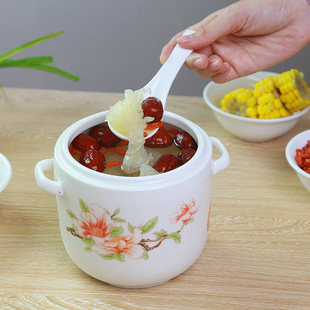 Household Bone China Water-Proof Bird's Nest Steaming Egg Jar Ceramic Lidded Stew Pot Soup Pot