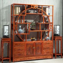 新中式多宝阁实木博古架榆木展示柜客厅玄关隔断办公室摆件置物架