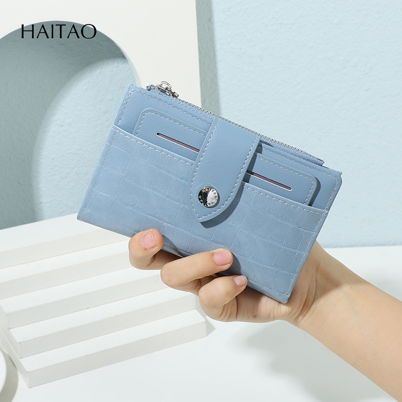 Nuevo tipo de cartera corta de doble doble con bolso de tarjetas, bolso de cambio de piedra, bolso de tarjetas múltiples