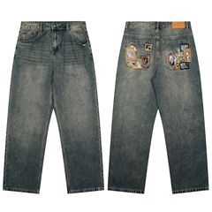 derschutze gallery Denim Jeans画廊牛子裤男女宽松直筒休闲长裤