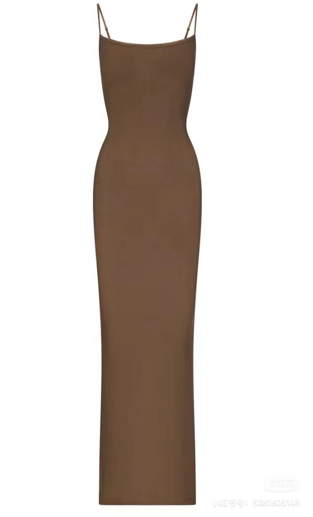 Women's Slim Fit Strappy Maxi Solid Color Bodycon Dress