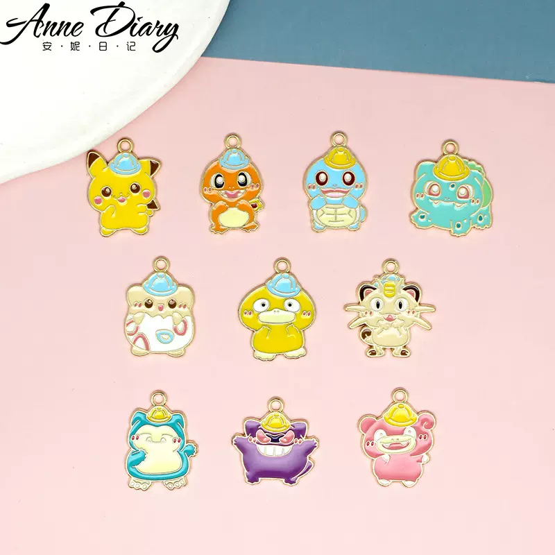 卡通小精灵DIY饰品配件皮卡丘动漫公仔项链吊坠滴油挂饰材料批发