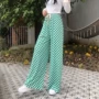 拖地夏季印花冰丝阔腿裤