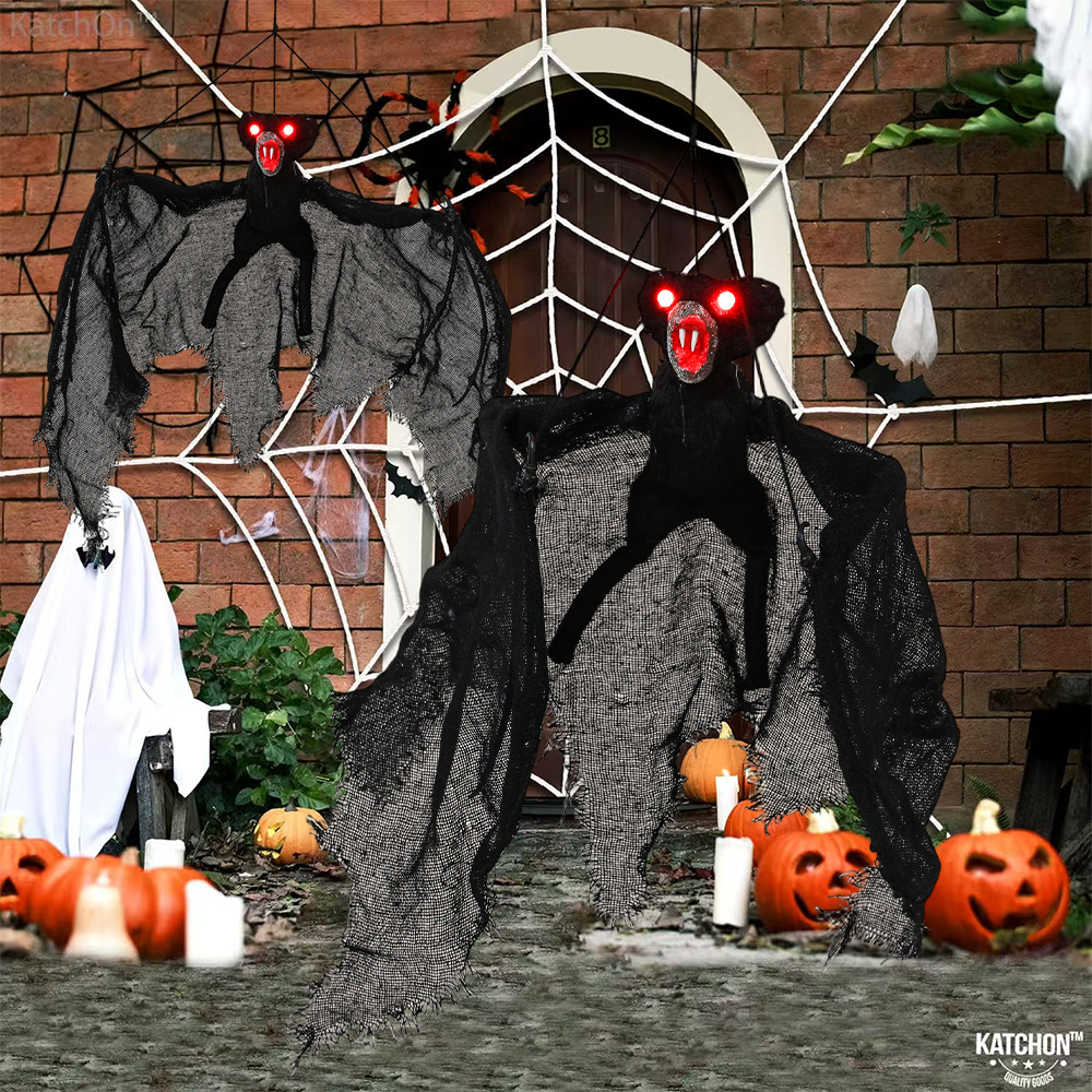 Nuevo Halloween transfronterizo, simulación de fantasmas colgantes, murciélago luminoso, casa embrujada, decoración de habitación, accesorios, juguetes complicados