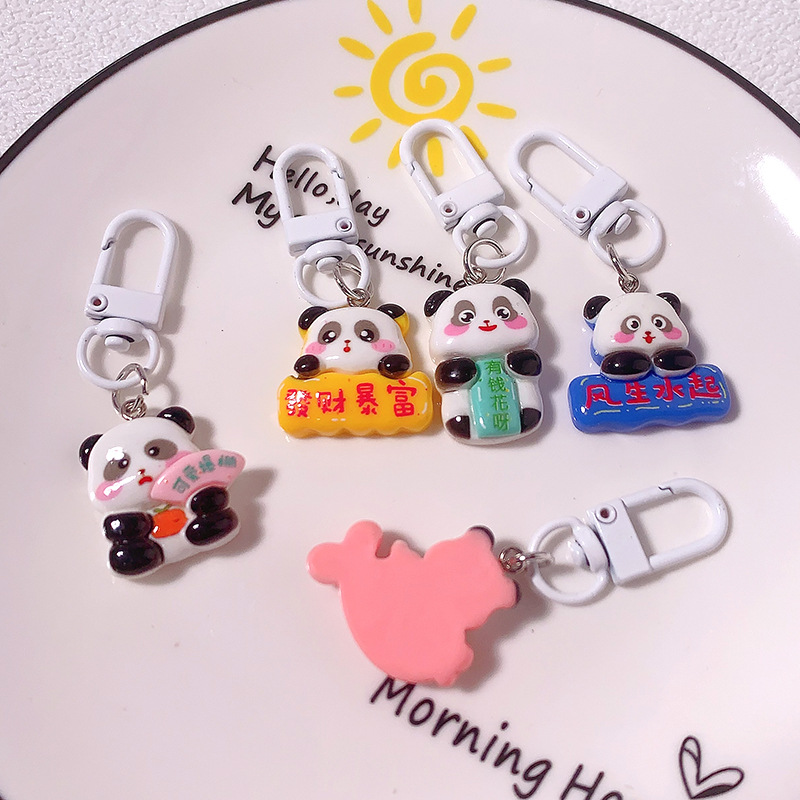 Caricatura rica panda llavero encantador inspirador escritura QMeng bolso colgante bolso de niña bolsa de regalo
