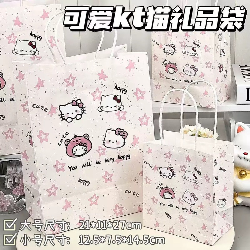 卡通可爱甜品猫咪礼品袋卡通少女心ins风高颜值纸袋精美纸手提袋|undefined