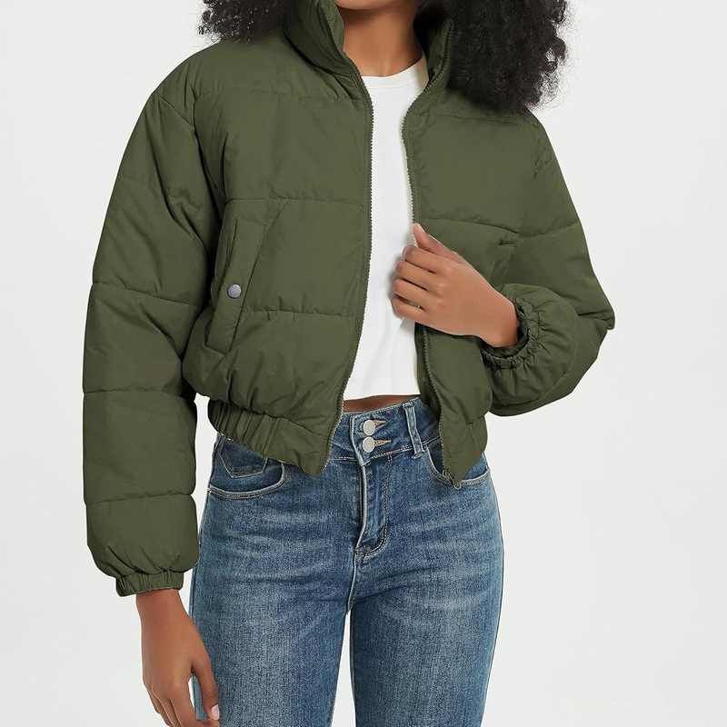 Foreign Trade Cross-Border Women's Short Cotton Clothing Lightweight Zipper Padded Stand Collar Winter Warm Cotton Clothing A56 Lightweight Foreign Trade Cross-Border Women's Short Cotton Clothing Lightweight Zipper Padded Stand Collar Winter Warm Cotton Clothing A56 Lightweight