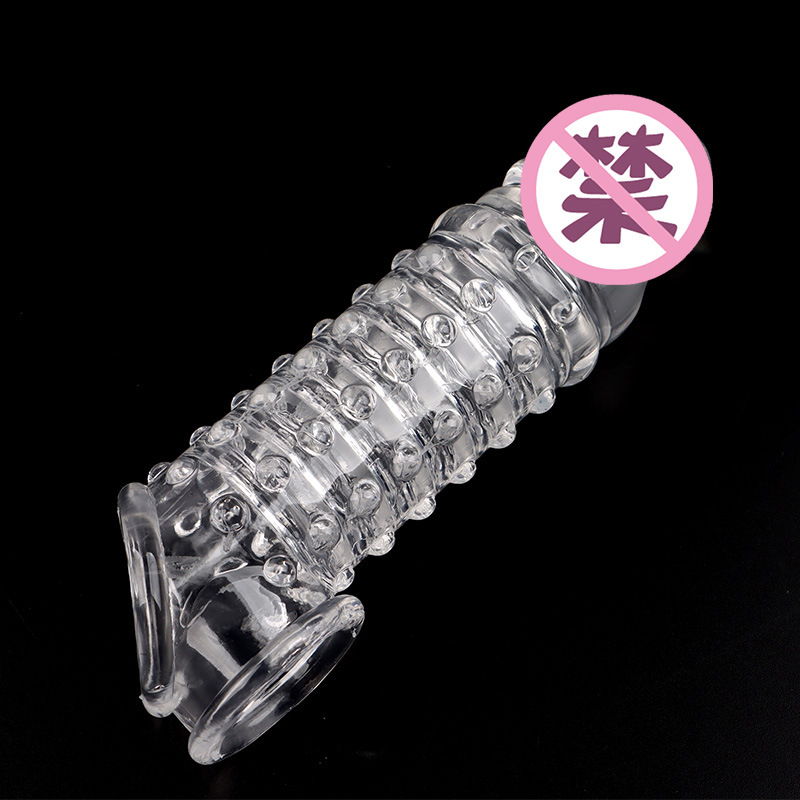 Big Black Wolf Teeth Wearable Hollow Double-Ended Dildo Sleeve, Locking TPE Extender — detail image 8